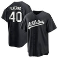 tocy Athletics #40 Luis Severino player Black&White Replica Stitched Jersey