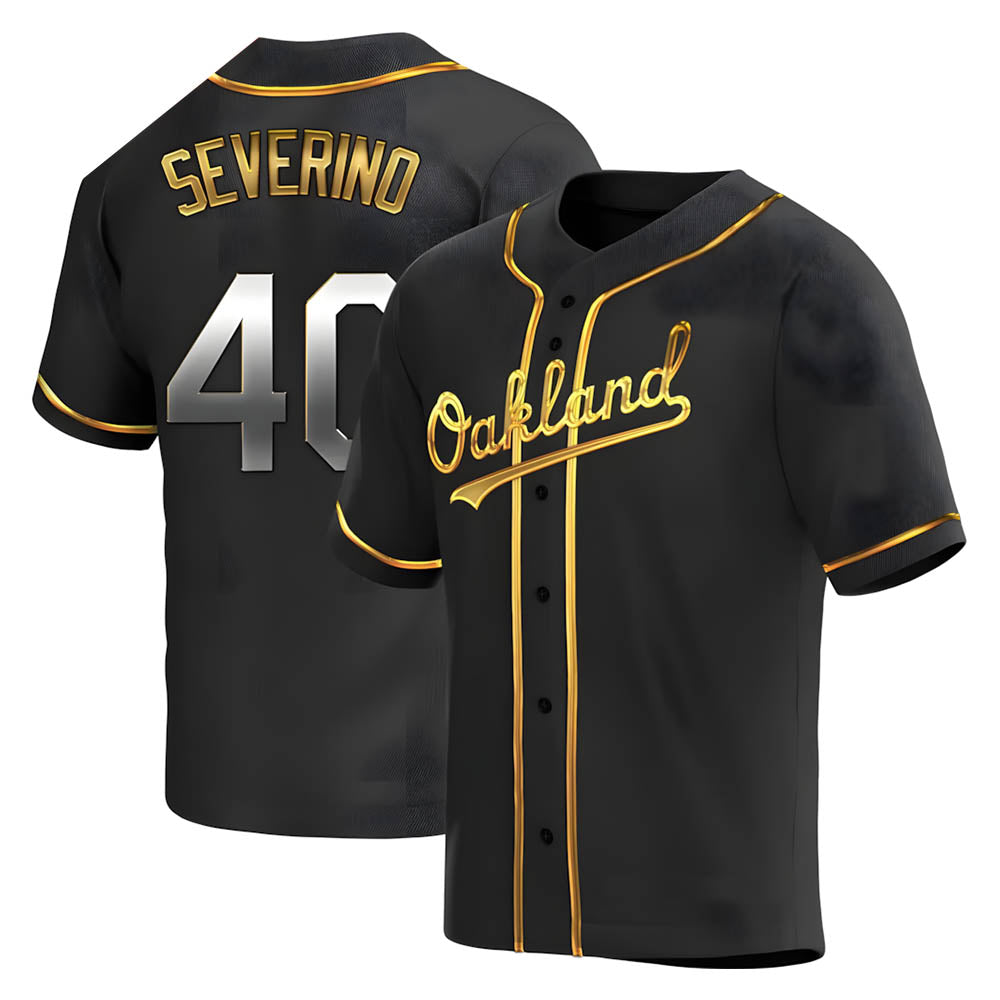 tocy Athletics #40 Luis Severino player Gold Replica Black en Alternate Stitched Jersey