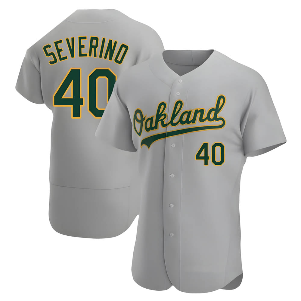tocy Athletics #40 Luis Severino player Gray Authentic Road Stitched Jersey