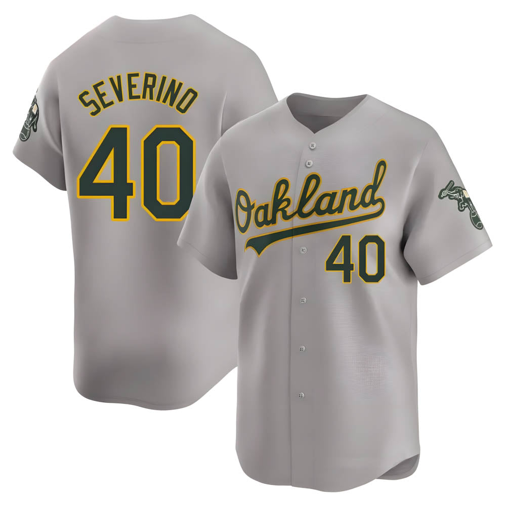 tocy Athletics #40 Luis Severino player Gray Limited Away Stitched Jersey