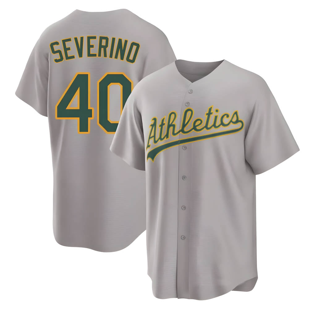 tocy Athletics #40 Luis Severino player Gray Replica Away Stitched Jersey