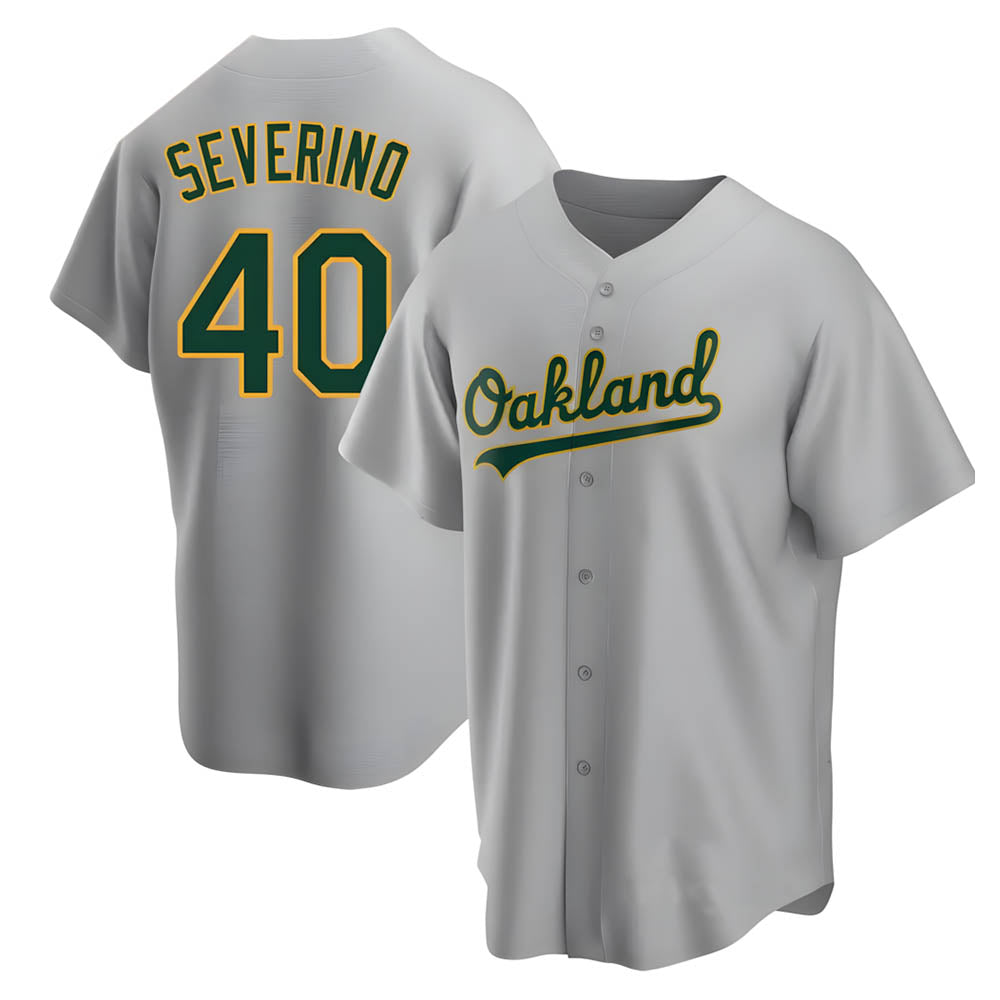 tocy Athletics #40 Luis Severino player Gray Replica Road Stitched Jersey