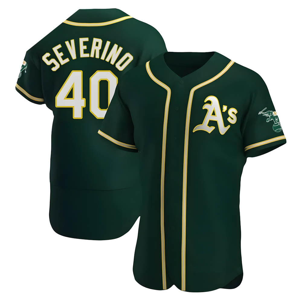 tocy Athletics #40 Luis Severino player Green Authentic Alternate Stitched Jersey