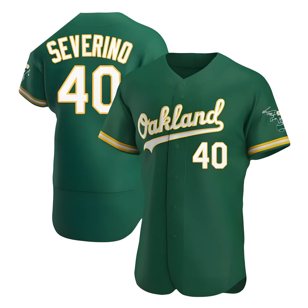 tocy Athletics #40 Luis Severino player Green Authentic Kelly Alternate Stitched Jersey