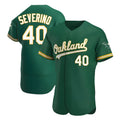 tocy Athletics #40 Luis Severino player Green Authentic Kelly Alternate Stitched Jersey