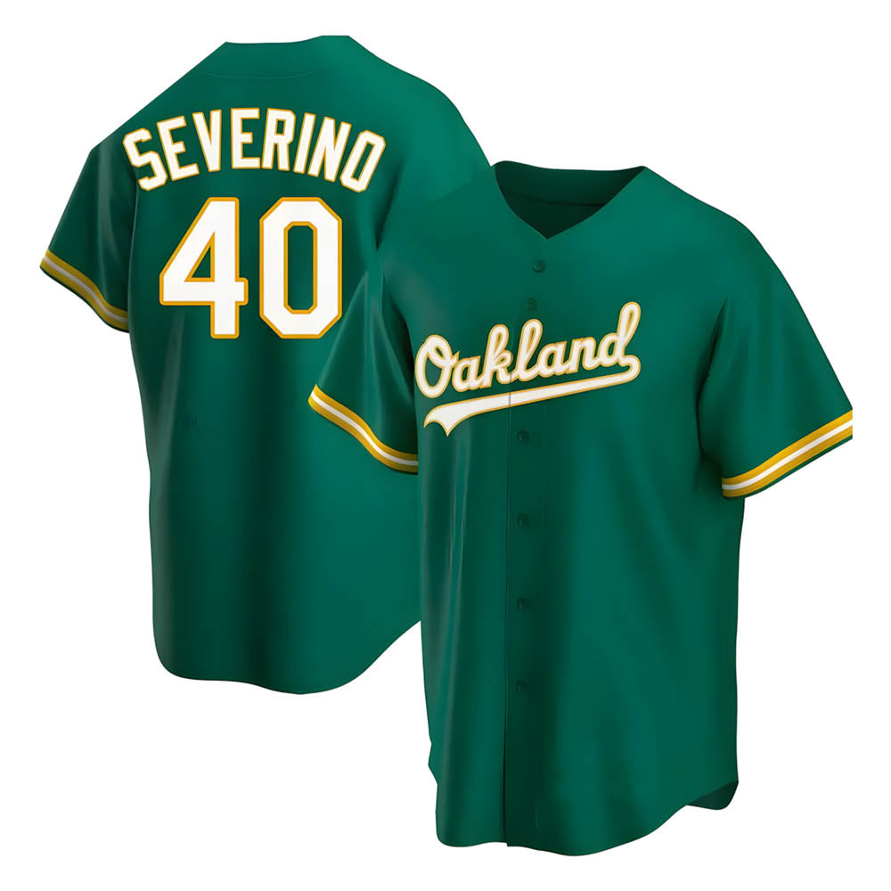 tocy Athletics #40 Luis Severino player Green Replica Kelly Alternate Stitched Jersey