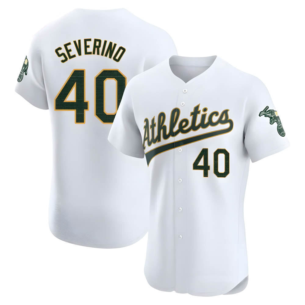 tocy Athletics #40 Luis Severino player White Elite Home Stitched Jersey