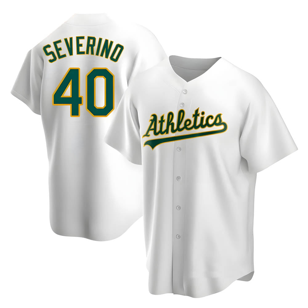 tocy Athletics #40 Luis Severino player White Replica Home Stitched Jersey
