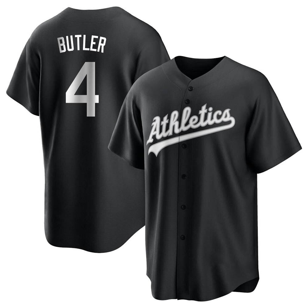 tocy Athletics #4 Lawrence Butler player Black&White Replica Alternate Stitched Jersey