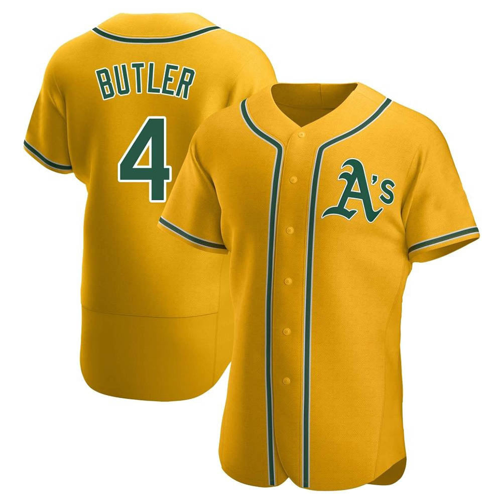 tocy Athletics #4 Lawrence Butler player Gold Authentic Alternate Stitched Jersey