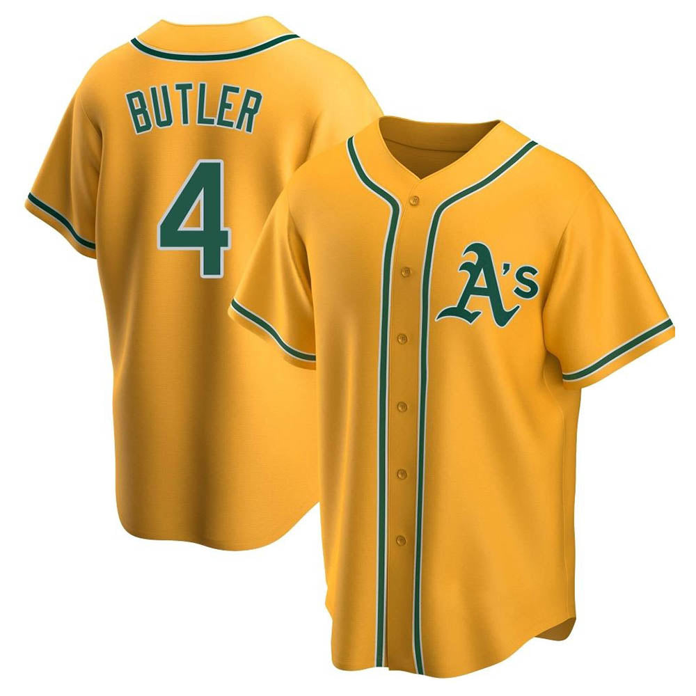 tocy Athletics #4 Lawrence Butler player Gold Replica Alternate Stitched Jersey