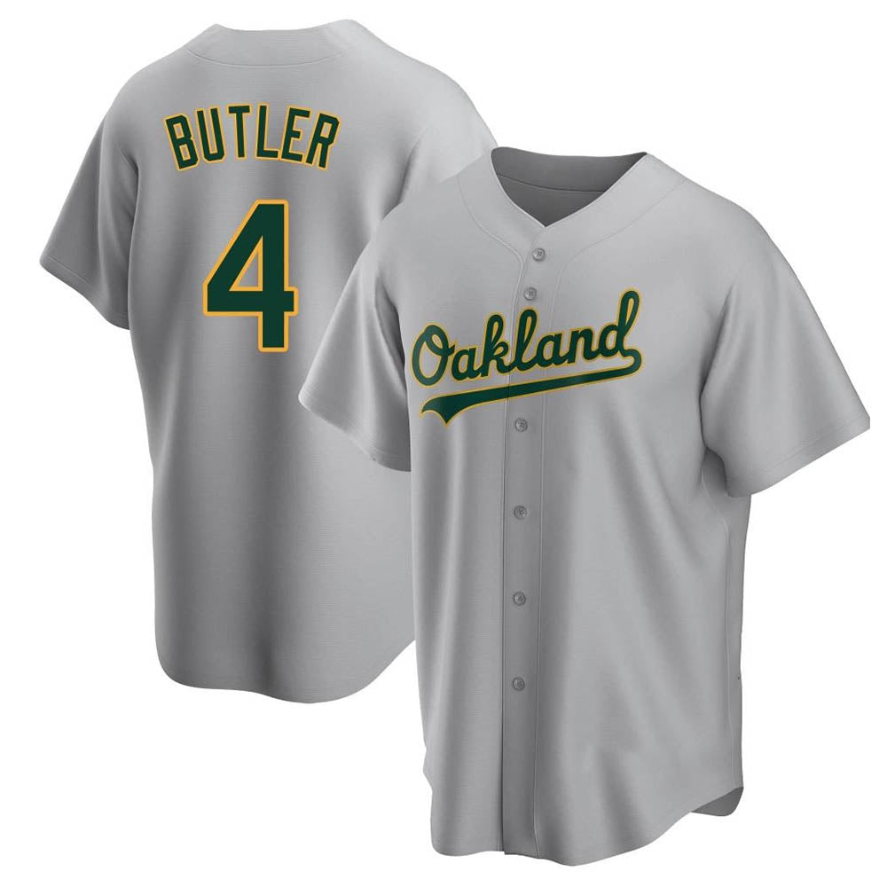 tocy Athletics #4 Lawrence Butler player Gray Replica Road Stitched Jersey