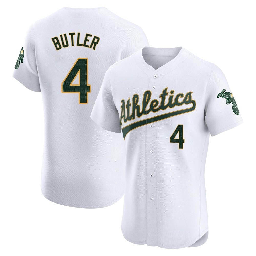 tocy Athletics #4 Lawrence Butler player White Elite Home Stitched Jersey