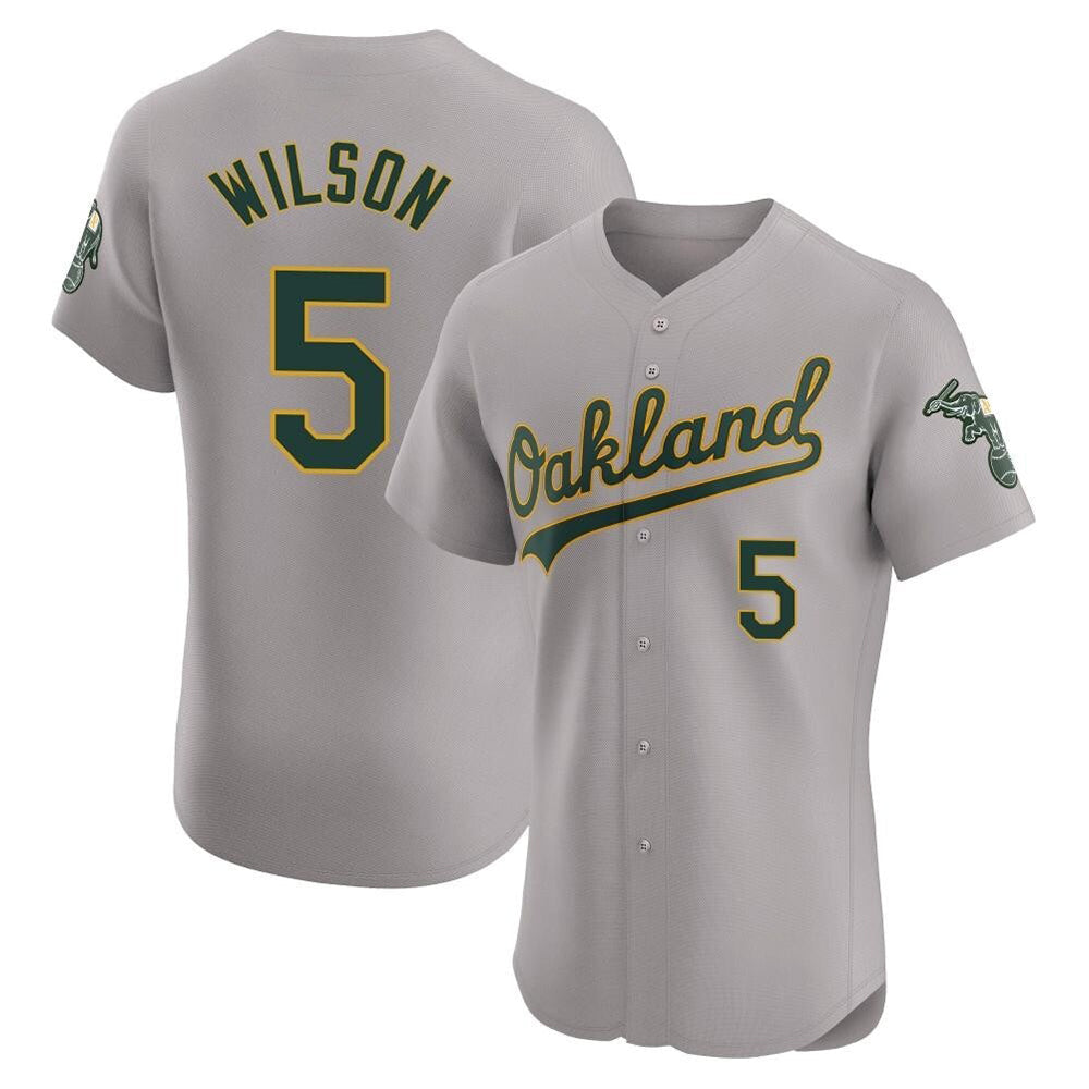 tocy Athletics #5 Jacob Wilson Gray Elite Road Stitched Jersey