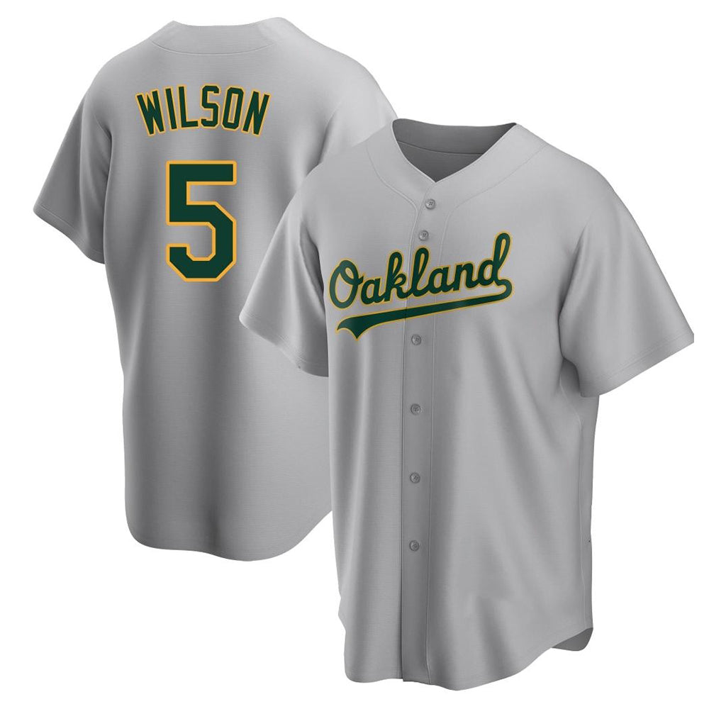 tocy Athletics #5 Jacob Wilson Gray Replica Road Stitched Jersey