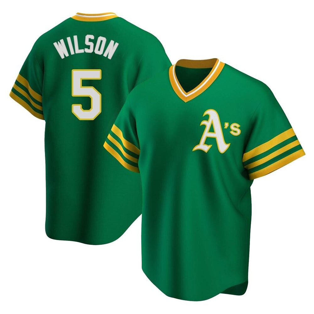 tocy Athletics #5 Jacob Wilson Green Replica Cooperstown Collection T shirt Stitched Jersey