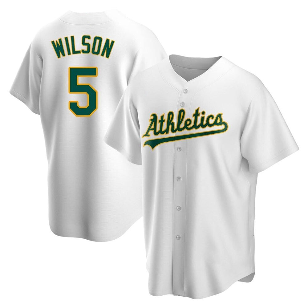 tocy Athletics #5 Jacob Wilson White Replica Home Stitched Jersey
