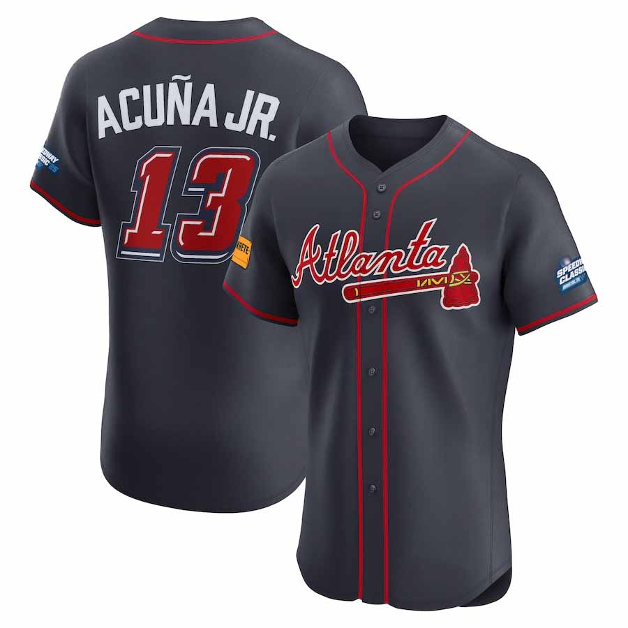 tocy A.Braves #13 Ronald Acuna Jr. Navy 2025 Speedway Classic Alternate Elite Player Personalized Jersey