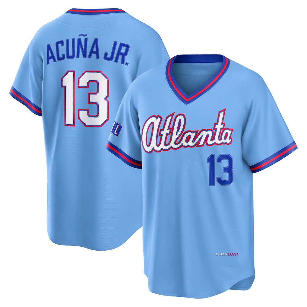 tocy A.Braves #13 Ronald Acuna Jr. Powder Blue 2026 City Connect Stadium Stitched Personalized Jersey