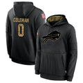 tocy B.Bills #0 Keon Coleman Player Black Salute to Service Hoodies Stitched Jersey