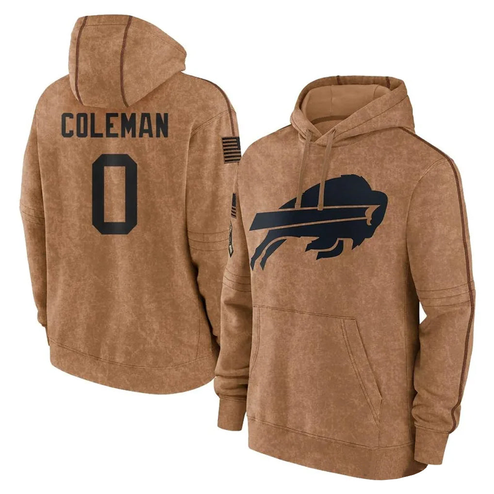 tocy B.Bills #0 Keon Coleman Player Brown Salute to Service Hoodies Stitched Jerseys