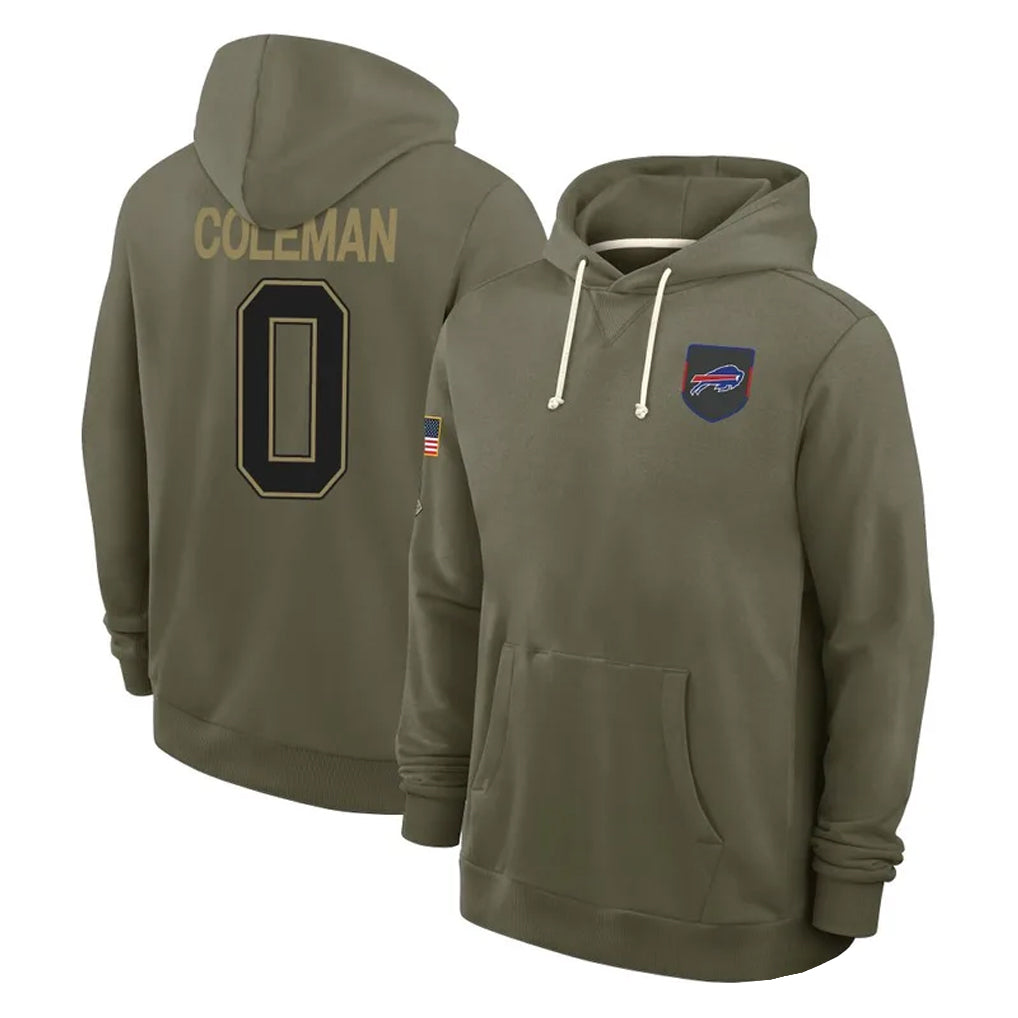tocy B.Bills #0 Keon Coleman Player Olive Salute To Service Hoodies Game Stitched Jerseys