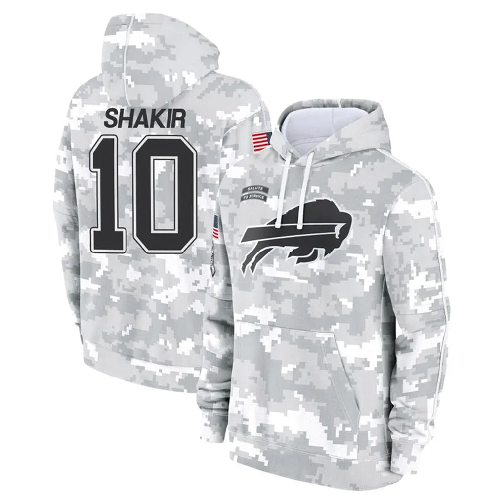 tocy B.Bills #10 Khalil Shakir Player Arctic Camo Salute to Service Hoodies Limited Stitched Jerseys