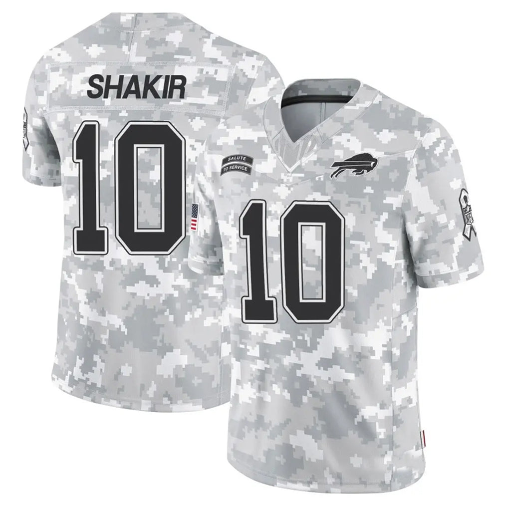 tocy B.Bills #10 Khalil Shakir Player Arctic Camo Salute to Service Limited Stitched Jerseys