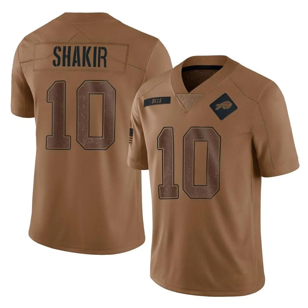 tocy B.Bills #10 Khalil Shakir Player Brown Salute To Service Limited Stitched Jerseys