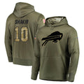 tocy B.Bills #10 Khalil Shakir Player Olive Salute to Service Hoodies Game Stitched Jerseys