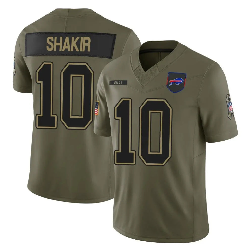 tocy B.Bills #10 Khalil Shakir Player Olive Salute to Service Limited Home Game Stitched Jerseys