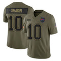 tocy B.Bills #10 Khalil Shakir Player Olive Salute to Service Limited Home Game Stitched Jerseys