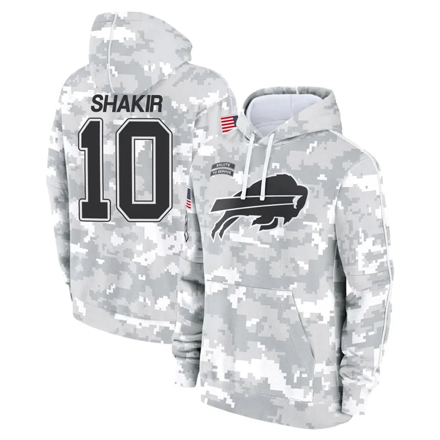 tocy B.Bills #10 Khalil Shakir Player Salute to Service Hoodies  Stitched Jerseys