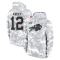 tocy B.Bills #12 Jim Kelly Player Arctic Camo Salute to Service Hoodies Limited Stitched Jerseys