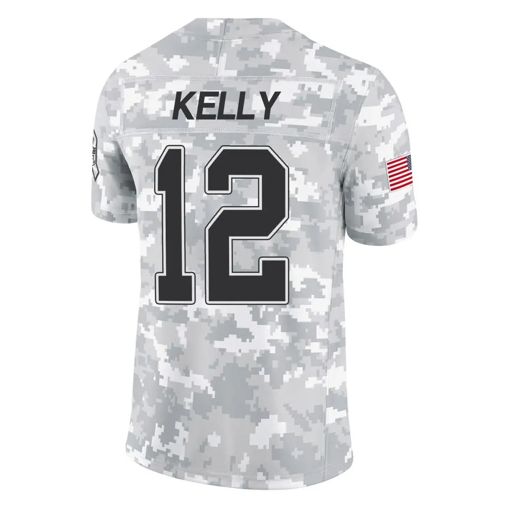 tocy B.Bills #12 Jim Kelly Player Arctic Camo Salute to Service Limited Stitched Jerseys