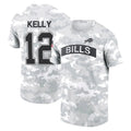 tocy B.Bills #12 Jim Kelly Player Arctic Camo Salute to Service T-Shirt Hoodies Stitched Jerseys