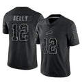 tocy B.Bills #12 Jim Kelly Player Black RFLCTV Limited Stitched Jerseys