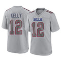 tocy B.Bills #12 Jim Kelly Player Gray Fashion Home Game Stitched Jerseys