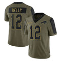 tocy B.Bills #12 Jim Kelly Player Olive Salute To Service Limited Game Stitched Jerseys