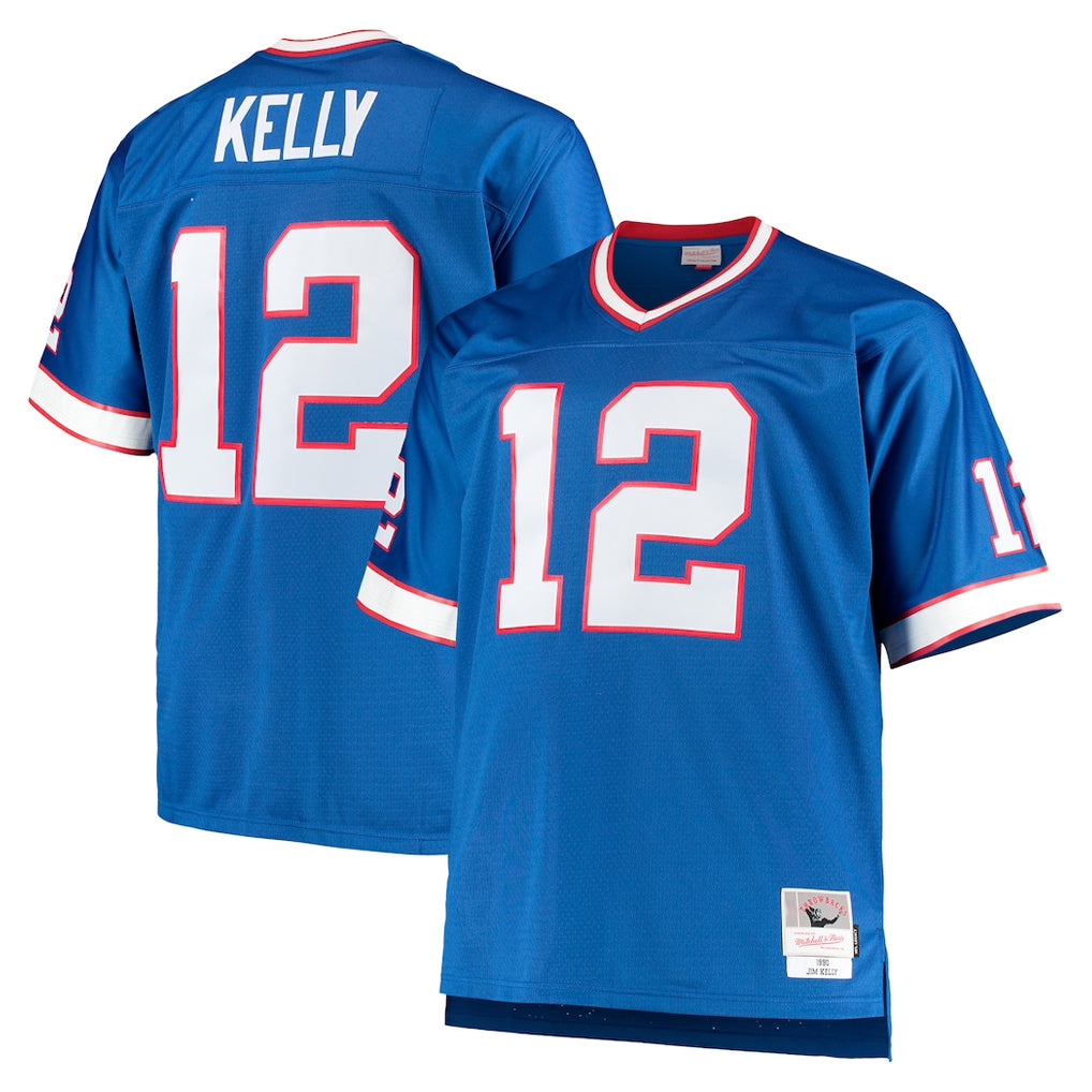 tocy B.Bills #12 Jim Kelly Player Royal Mitchell & Ness Big & Tall 1990 Retired Replica Limited Stitched Jerseys