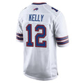 tocy B.Bills #12 Jim Kelly Player White Home Game Stitched Jerseys