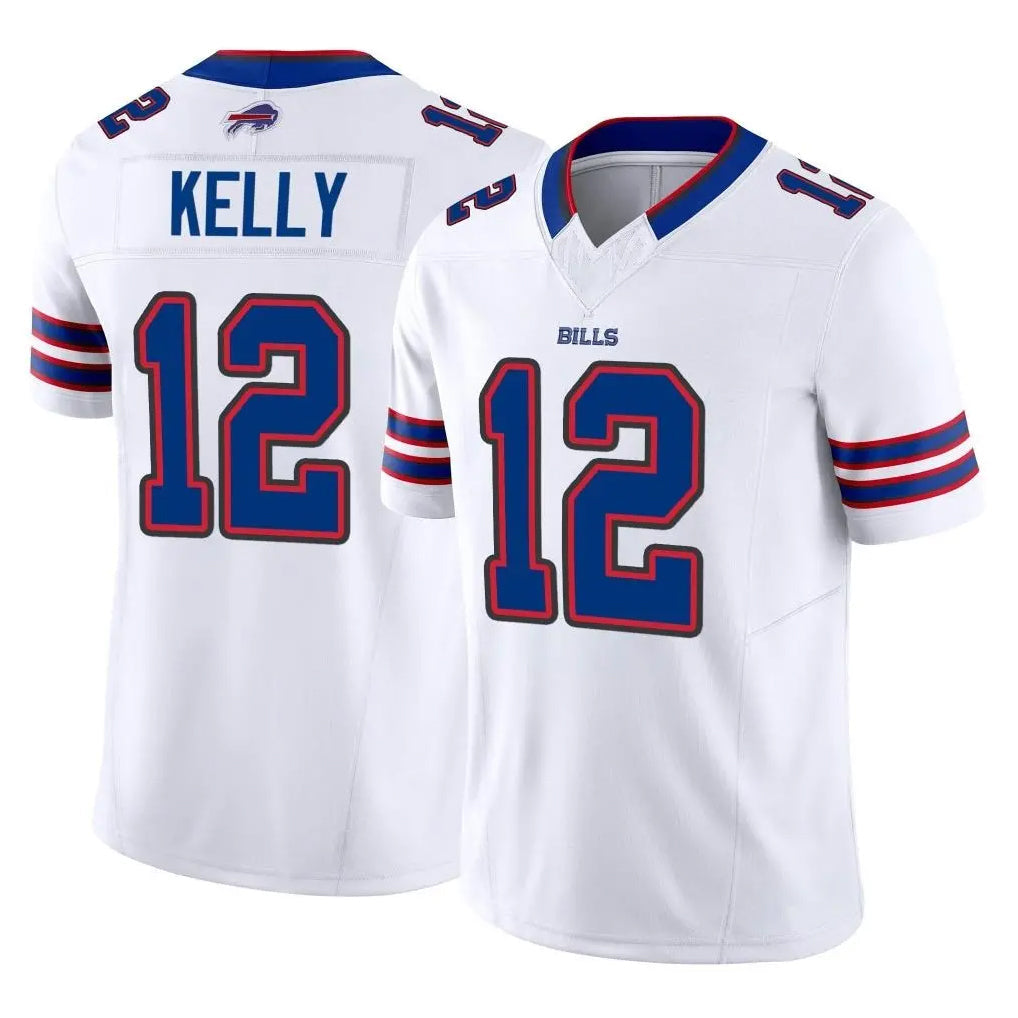 tocy B.Bills #12 Jim Kelly Player White Vapor F.U.S.E. Limited Stitched Jerseys
