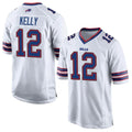 tocy B.Bills #12 Jim Kelly Player White Home Game Stitched Jerseys