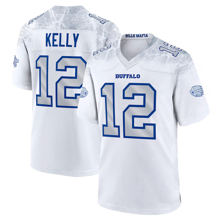 tocy B.Bills #12 Jim Kelly Player White Rivalries Collection Game  Stitched Jersey