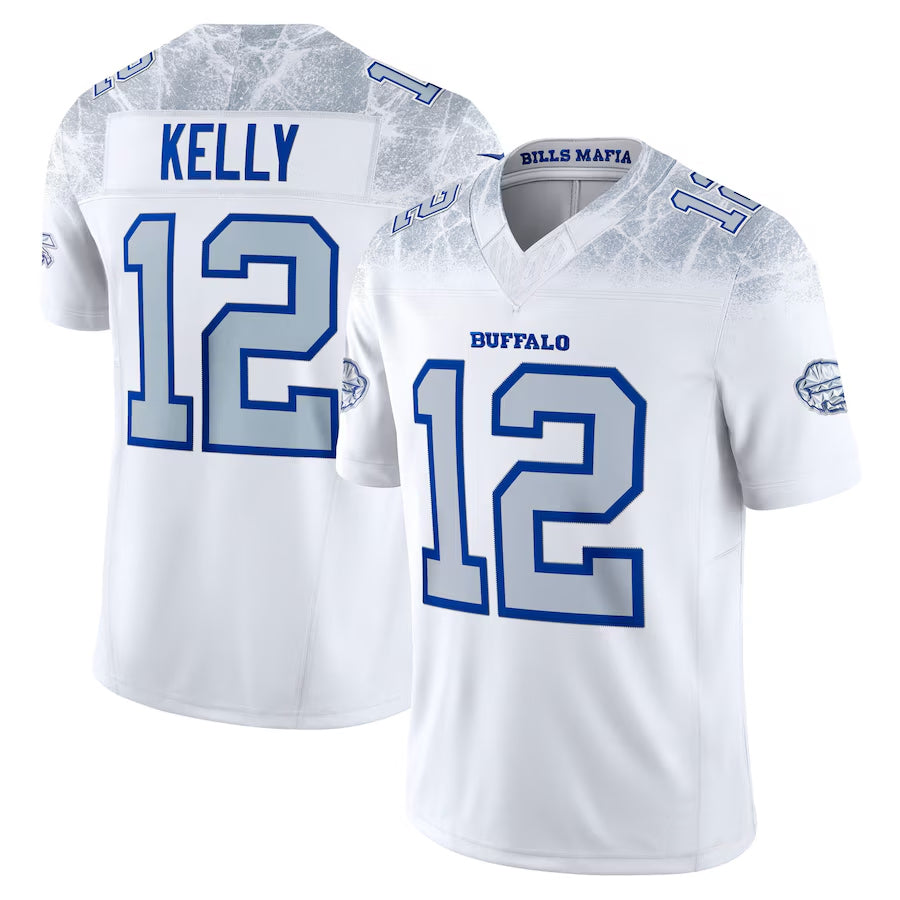 tocy B.Bills #12 Jim Kelly Player White Rivalries Collection Vapor Limited  Stitched Jersey