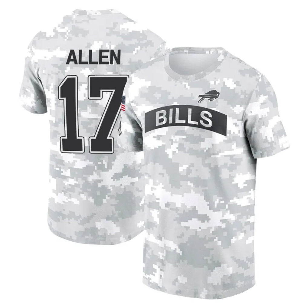 tocy B.Bills #17 Josh Allen Player Arctic Camo Salute to Service T-Shirt Hoodies Stitched Jerseys