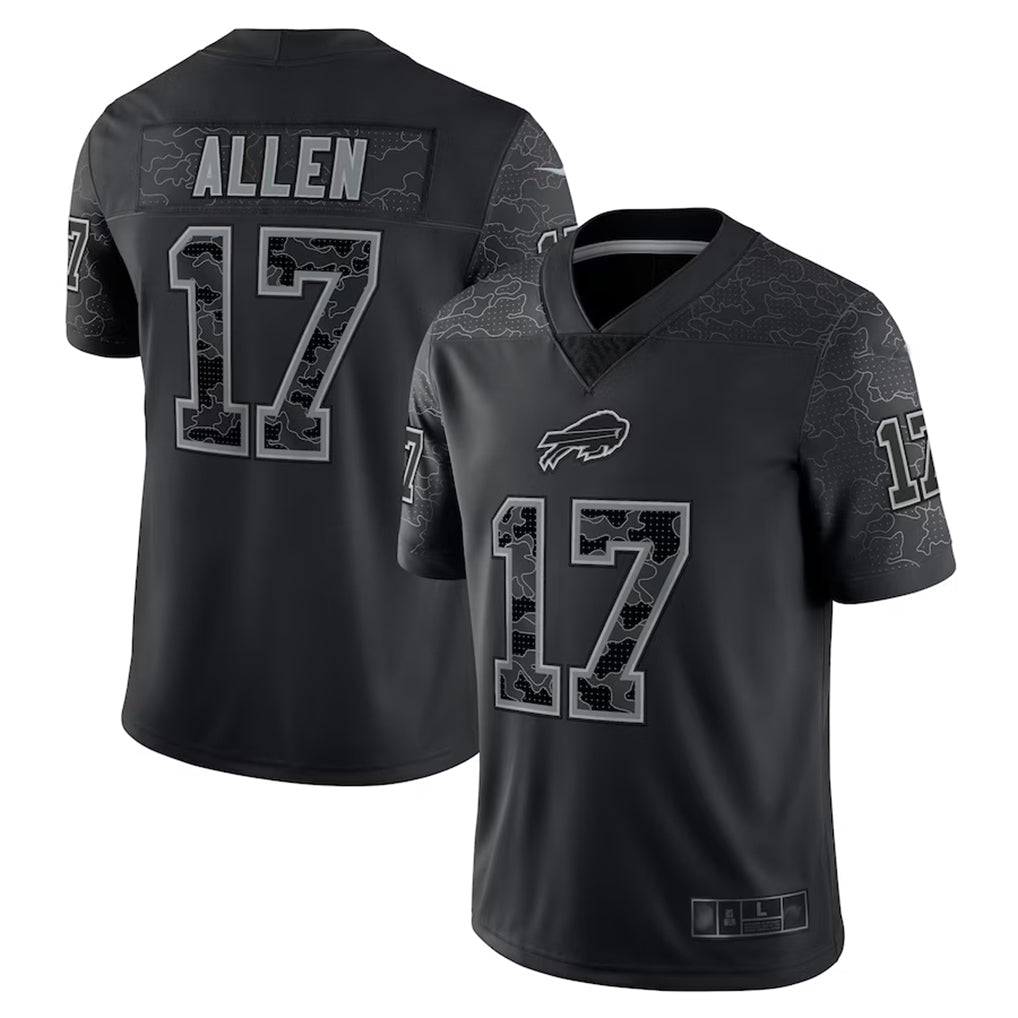 tocy B.Bills #17 Josh Allen Player Black RFLCTV Limited Stitched Jerseys