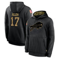 tocy B.Bills #17 Josh Allen Player Black Salute to Service Hoodies Hame Stitched Jerseys
