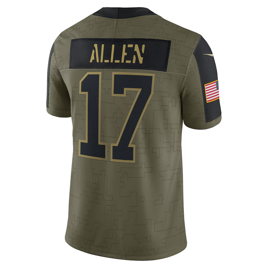 tocy B.Bills #17 Josh Allen Player Salute To Service Olive  Stitched Jerseys