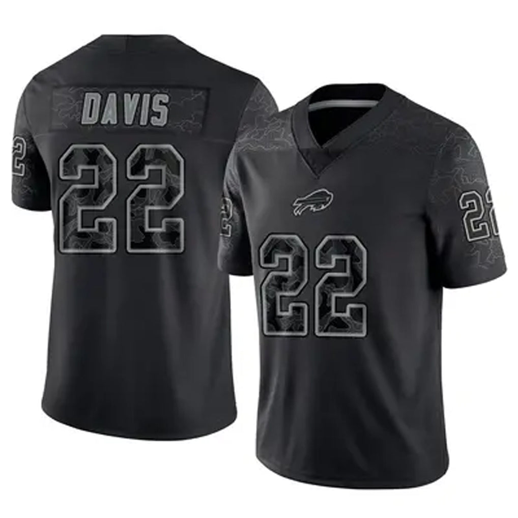 tocy B.Bills #22 Ray Davis Player Black RFLCTV Limited Stitched Jerseys